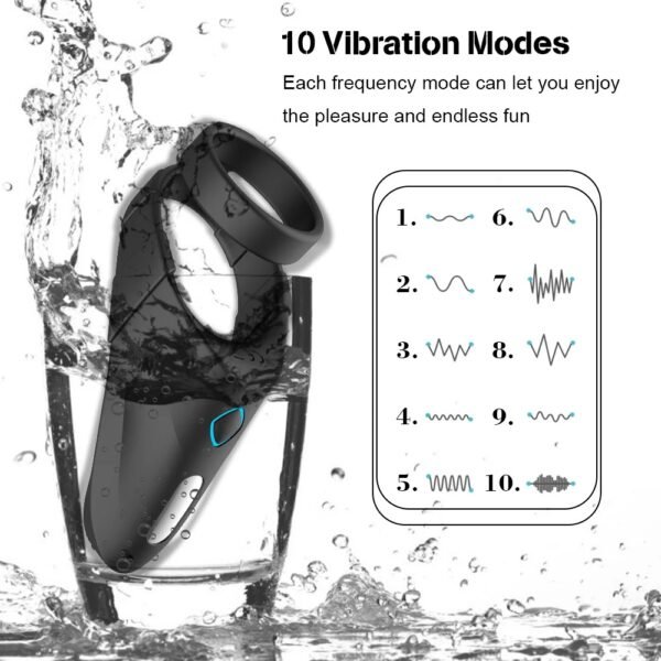 10 Modes Penis Ring Vibrators Male Cock Ring Automatic Masturbator Delay Trainer Penis Rings Sex Toys Men's Massage Masturbation - Image 3