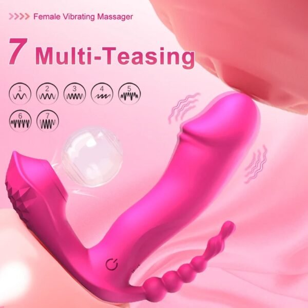 3 & 1 Powerful Licking Sucking Vibrator Female Anal Beads Wear Panties Vagina Massager Clit Stimulator Dildo Oral Vacuum Suction - Image 3