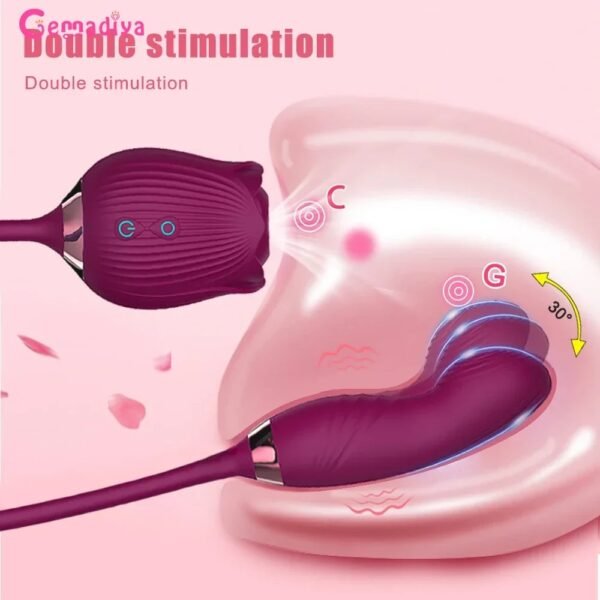 Rose Sucking Vibrator for Women Nipple Clit Stimulator Dildo Wiggle Clitoris Sucker Sex Toy Female Thrusting Vibrating Massager - Image 4