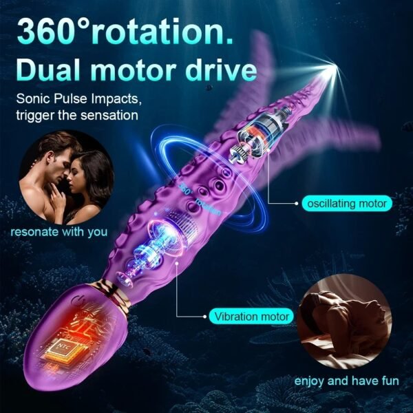 Octopus Tentacle Anal Vibrator Female G-Spot Clit Vagina Stimulation 360° Rotation Silicone Dildo Masturbation Sex Toys Women - Image 4