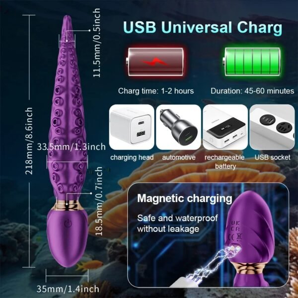 Octopus Tentacle Anal Vibrator Female G-Spot Clit Vagina Stimulation 360° Rotation Silicone Dildo Masturbation Sex Toys Women - Image 5