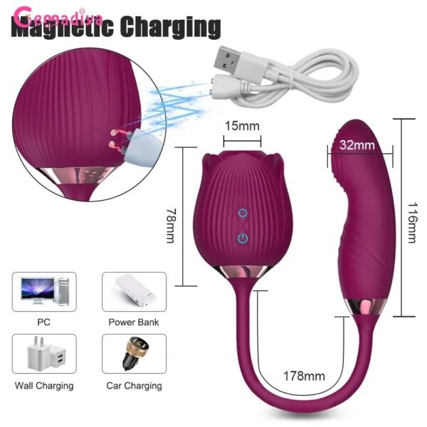 Rose Sucking Vibrator for Women Nipple Clit Stimulator Dildo Wiggle Clitoris Sucker Sex Toy Female Thrusting Vibrating Massager - Image 7